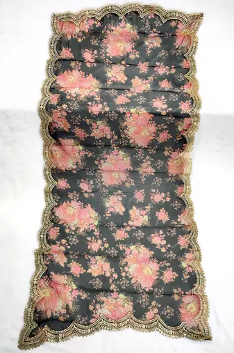 Printed orgenza silk multi sequnce lace work dupatta