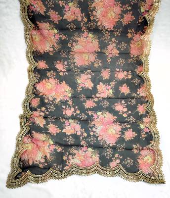 Printed orgenza silk multi sequnce lace work dupatta 4