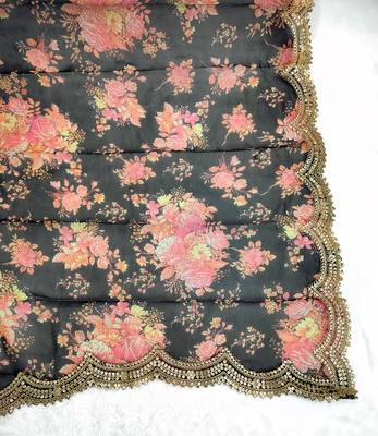 Printed orgenza silk multi sequnce lace work dupatta 5