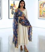 Printed orgenza silk multi sequnce lace work dupatta