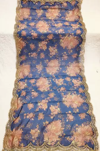 Printed orgenza silk multi sequnce lace work dupatta