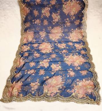Printed orgenza silk multi sequnce lace work dupatta 3