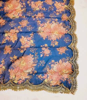 Printed orgenza silk multi sequnce lace work dupatta 4