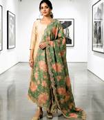 Printed orgenza silk multi sequnce lace work dupatta
