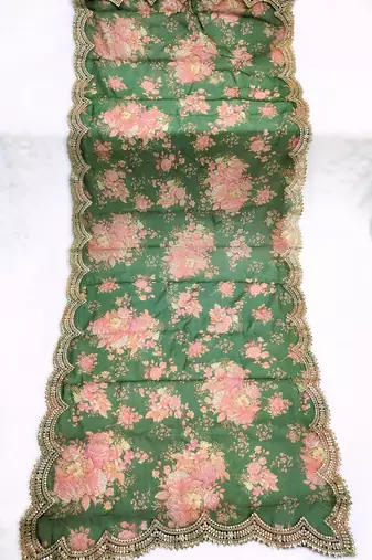 Printed orgenza silk multi sequnce lace work dupatta