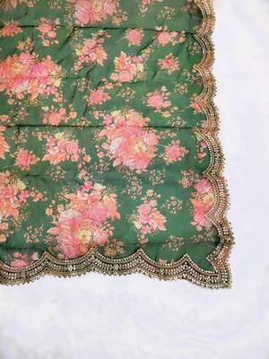 Printed orgenza silk multi sequnce lace work dupatta 4