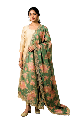 Printed orgenza silk multi sequnce lace work dupatta 5