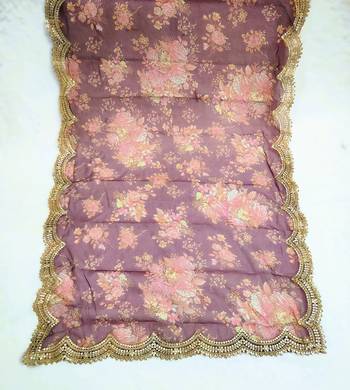 Printed orgenza silk multi sequnce lace work dupatta 3