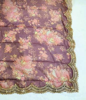 Printed orgenza silk multi sequnce lace work dupatta 4