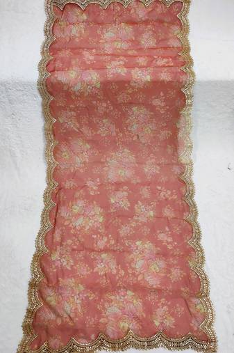 Printed orgenza silk multi sequnce lace work dupatta