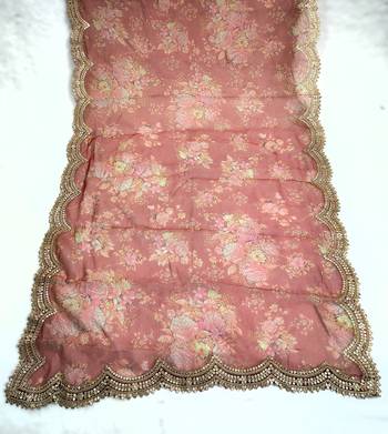 Printed orgenza silk multi sequnce lace work dupatta 2