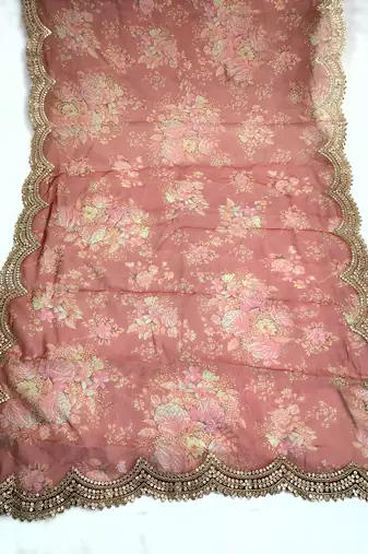 Printed orgenza silk multi sequnce lace work dupatta
