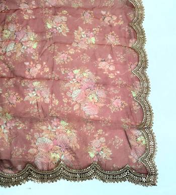 Printed orgenza silk multi sequnce lace work dupatta 3