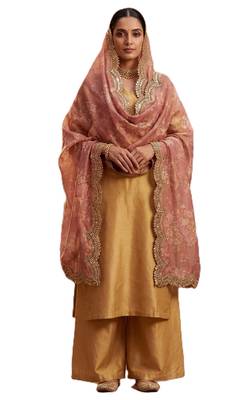 Printed orgenza silk multi sequnce lace work dupatta 4