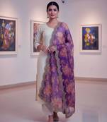 Printed orgenza silk multi sequnce lace work dupatta
