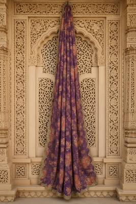 Printed orgenza silk multi sequnce lace work dupatta 3