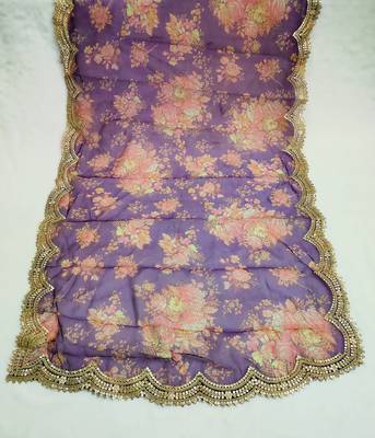 Printed orgenza silk multi sequnce lace work dupatta 5