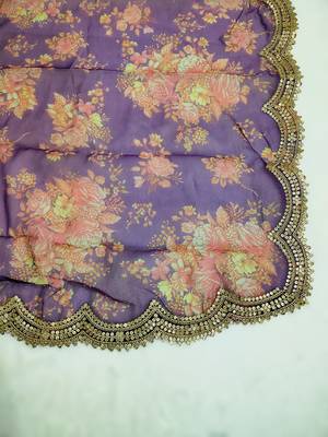 Printed orgenza silk multi sequnce lace work dupatta 6