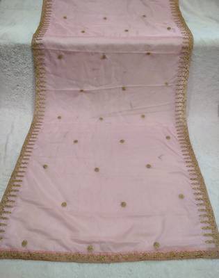 Baby pink solid colour orgenza silk fabric thred embrodery dupatta 5