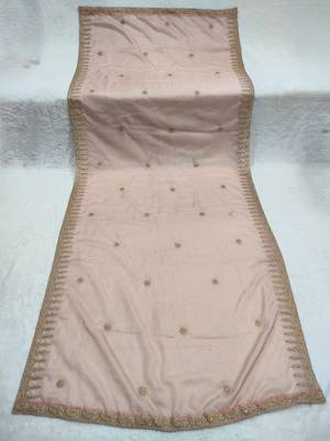 Peach solid colour orgenza silk fabric thred embrodery dupatta 4