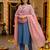 Pestal pink solid colour orgenza silk fabric thred embrodery dupatta
