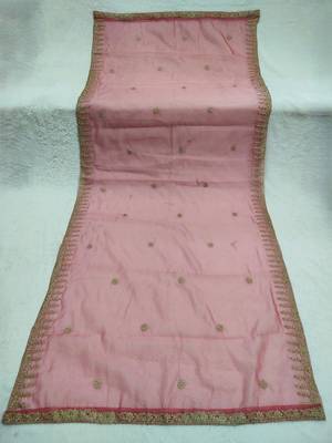 Pestal pink solid colour orgenza silk fabric thred embrodery dupatta 4