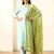Parrot green solid colour orgenza silk fabric thred embrodery dupatta