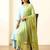 Parrot green solid colour orgenza silk fabric thred embrodery dupatta
