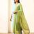 Parrot green solid colour orgenza silk fabric thred embrodery dupatta