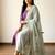 Light green solid colour orgenza silk fabric thred embrodery dupatta