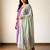 Light green solid colour orgenza silk fabric thred embrodery dupatta