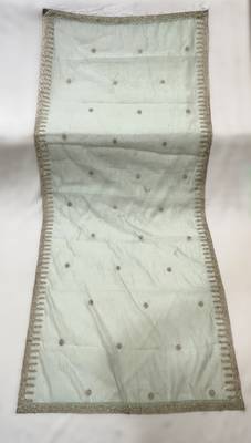 Light green solid colour orgenza silk fabric thred embrodery dupatta 4