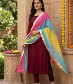 Printed orgenza silk silver gold lampi  lace work dupatta