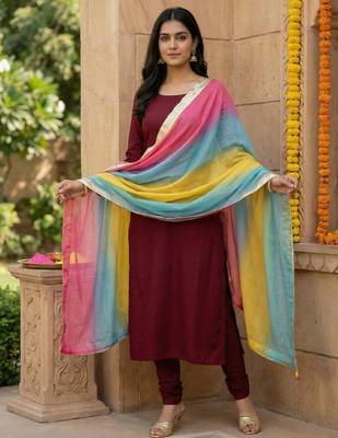 Printed orgenza silk silver gold lampi  lace work dupatta 2