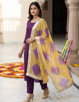 Printed orgenza silk silver gold lampi  lace work dupatta 1