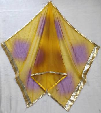 Printed orgenza silk silver gold lampi  lace work dupatta 5