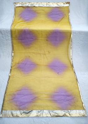 Printed orgenza silk silver gold lampi  lace work dupatta 6