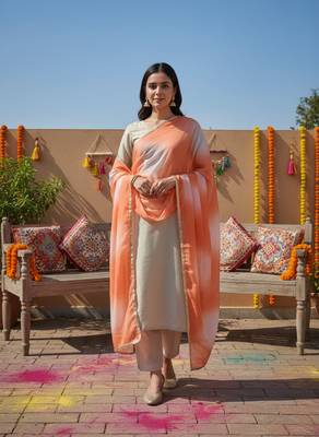 Printed orgenza silk silver gold lampi  lace work dupatta 2