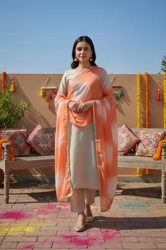 Printed orgenza silk silver gold lampi  lace work dupatta