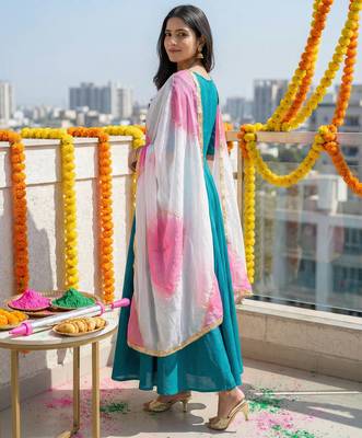 Printed orgenza silk silver gold lampi  lace work dupatta 2