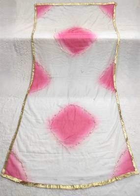 Printed orgenza silk silver gold lampi  lace work dupatta 4