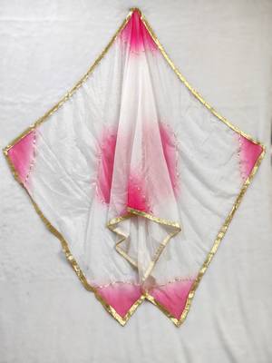 Printed orgenza silk silver gold lampi  lace work dupatta 5