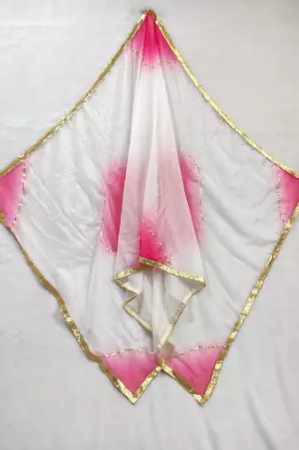 Printed orgenza silk silver gold lampi  lace work dupatta