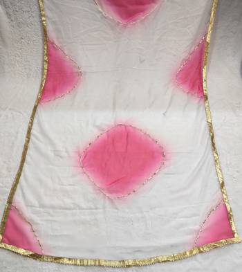 Printed orgenza silk silver gold lampi  lace work dupatta 6