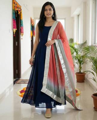Printed orgenza silk silver gold lampi  lace work dupatta 1