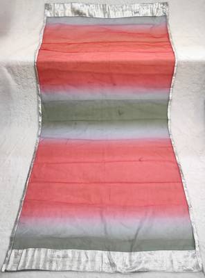 Printed orgenza silk silver gold lampi  lace work dupatta 4