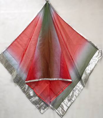 Printed orgenza silk silver gold lampi  lace work dupatta 5