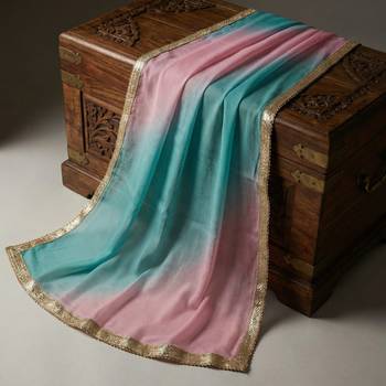 Printed orgenza silk silver gold lampi  lace work dupatta 3