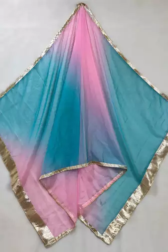 Printed orgenza silk silver gold lampi  lace work dupatta