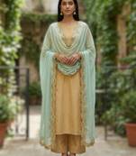 Firoji colour orgenza silk fabric thred sequnce embrodery dupatta
